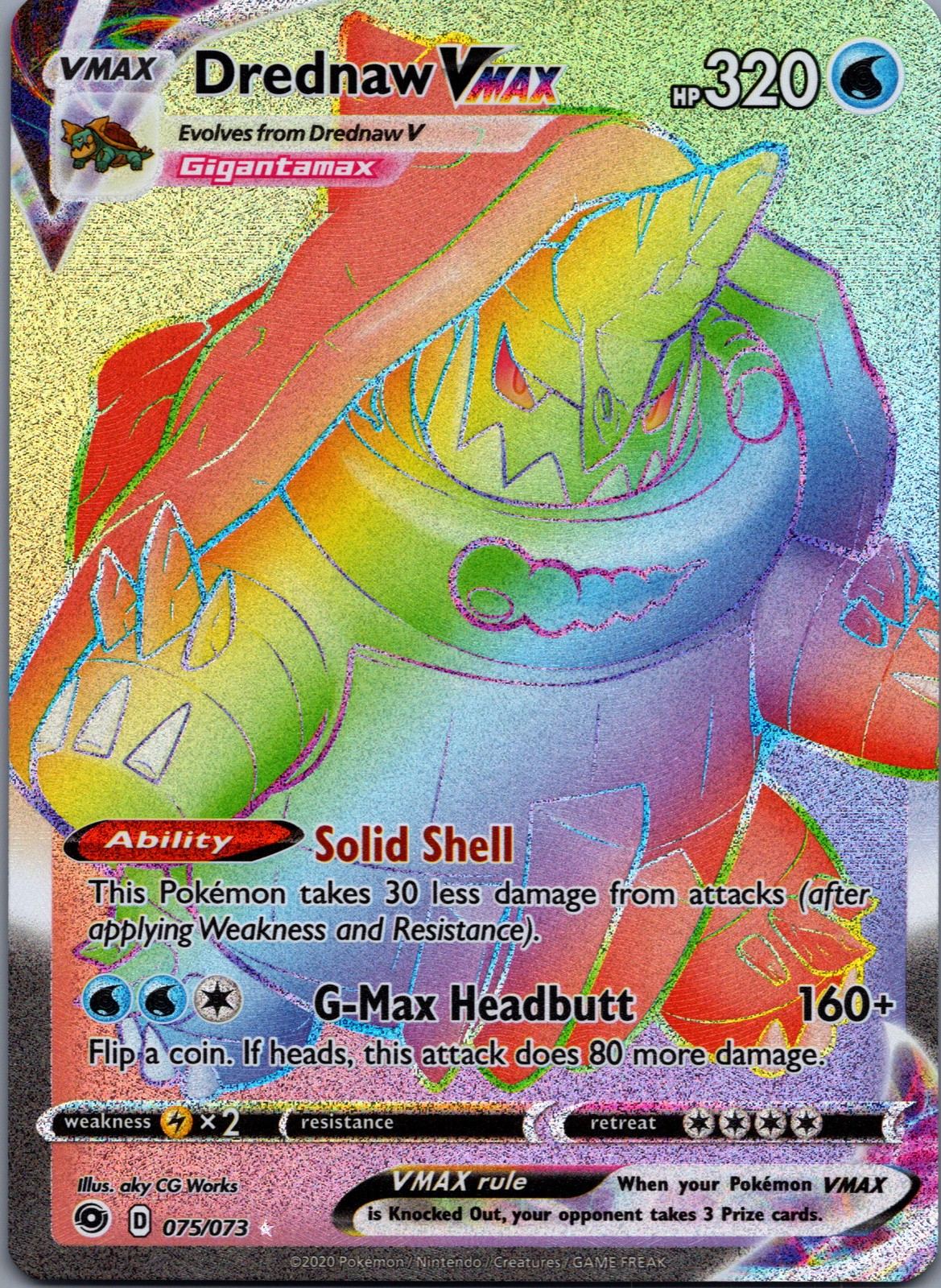 Drednaw VMAX 75/073 Champion's Path Rare Rainbow NM