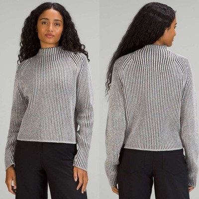 Lululemon Cotton-Cashmere Blend Mock Neck Sweater Gray Womens Size 2