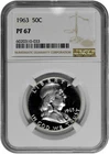 1963 50C Proof Silver Franklin Half Dollar NGC Graded PF 67 with Light Cameo