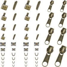 48-Piece Metal Zipper Repair Accessories Set - DIY Sewing Kit with bronze