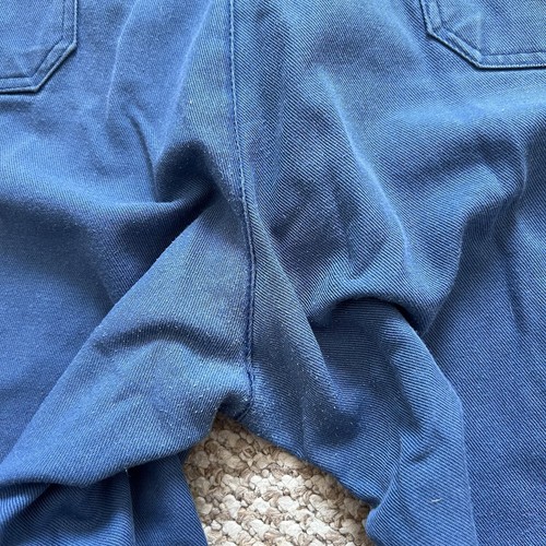 Vintage French Faded Blue Cotton Works Chore Distressed Canvas Pants - Picture 14 of 22