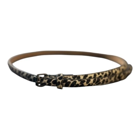 Cinturón de cuero ajustado Ann Taylor para mujer S pelo de becerro leopardo estampado animal declaración Foto 3 de 4