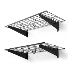 36 In. W X 18 In. D Black Metal Garage Wall Shelf, Wall Mounted Garage Shelves w