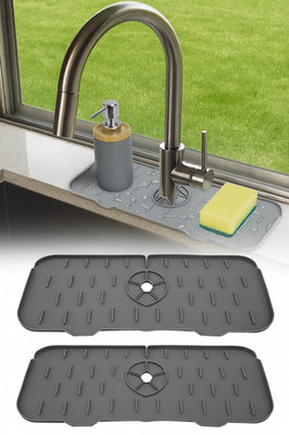 2- Pack Silicone Sink Splash Guard Faucet Mat Water Catcher Kitchen Bathroom.