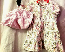 Vintage Baby Girl Baby Club Dress  Pink Bonnet Hat Size 80 12M EUC