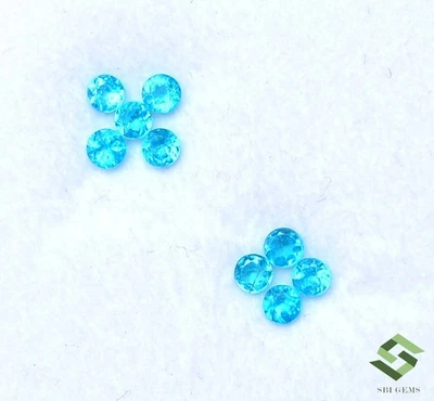 2.50 MM Natürlich Blau Apatit Rund Schliff Menge 09 Pcs 0.57CTS Facettiert Lose - Bild 1 von 4