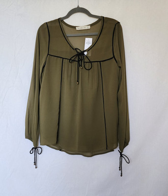 NWT ABERCROMBIE & FITCH WOMENS SHEER CHIFFON BLOUSE LONG SLEEVEE SZ: SMALL