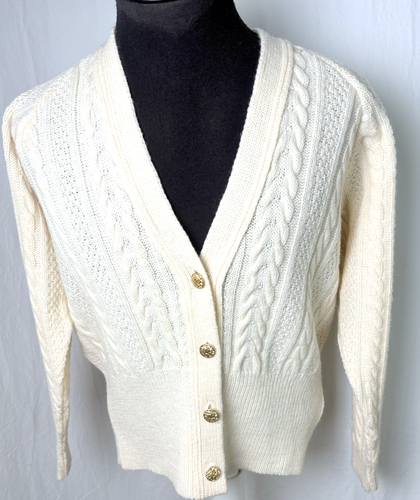 Vintage Pendelton Damen-Cardigan Zopfmuster Schurwolle Knopfleiste Langarm Medium USA - Bild 1 von 15