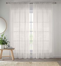 Enhanced Living Voile Sheer Curtains 57x90 Slot Top Panel Pair Plain Woven