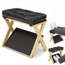 2-in-1 Adjust Under Desk Footrest Wooden Ergonomic Foot Stool w/ Padded Cushion