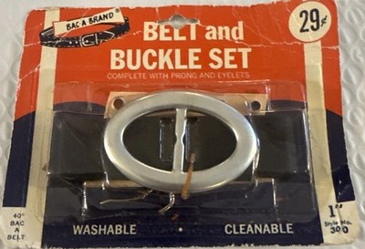 Vintage BAC-A-BRAND Belt & Buckle Set 40'' Washable. Sealed In Package. NOS
