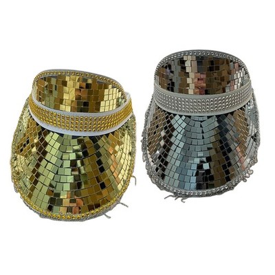 Glitter Visor Hat Ultra-flashing Mirrored Hat for Disco House Cocktail Parties