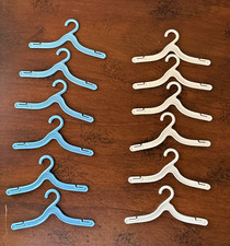 Vintage 1960s Barbie Ken Skipper Plastic Clothes Hangers White Blue Lot of 12