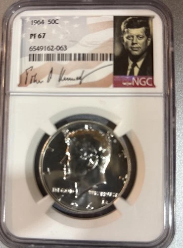 1964 Kennedy PROOF Silver Half Dollar NGC PF 67 with Signature - U889
