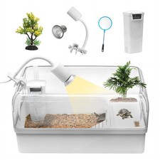 Clioran Turtle Tank Acrylic Habitat Kit with Silent Filter Bottom Drain,UVB ...