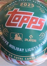 2025 Topps Holiday Tin 59 Cards! Six Holiday Light Parallels! 1 Ball Tin
