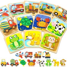Wooden Toddler Puzzles, Montessori Toys for 1 2 3 Year Old Boys, Toys for 1 2...