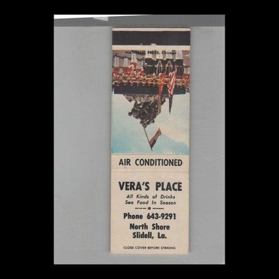 Matchbook Cover Vera's Place Slidell, LA