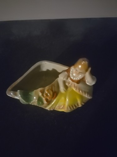 Vintage Japan Air/Succulent Planter Lady sitting Boat Lusterware Cerramic 5"x3" - Picture 2 of 5
