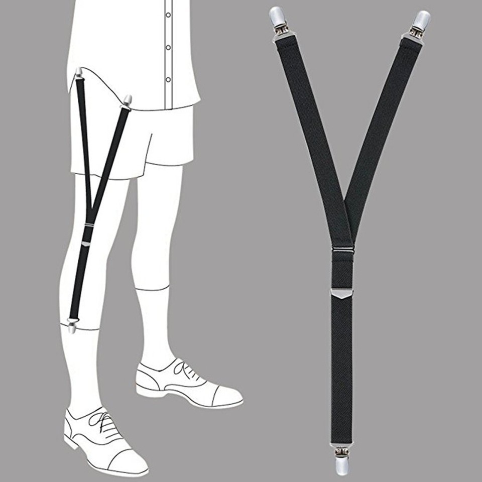 Adjustable Shirt Stays Garters Anti-Wrinkle Non Clip Elastic Shirt Tuck ...
