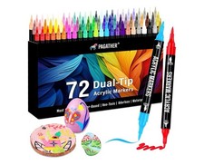 Pagather 72 Colors Acrylic Paint Markers, Dual Tip with Fine Tip and Brush Tip