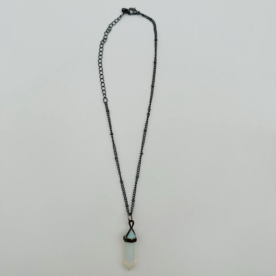 "Collar ajustable cadena negra colgante de cobre con piedras preciosas de cristal opalita natural 8,5""" Foto 4 de 4