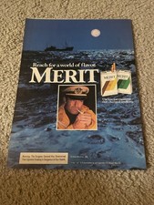 Vintage 1984 MERIT MENTHOL CIGARETTES FILTER MENTHOL PRINT AD 1980s