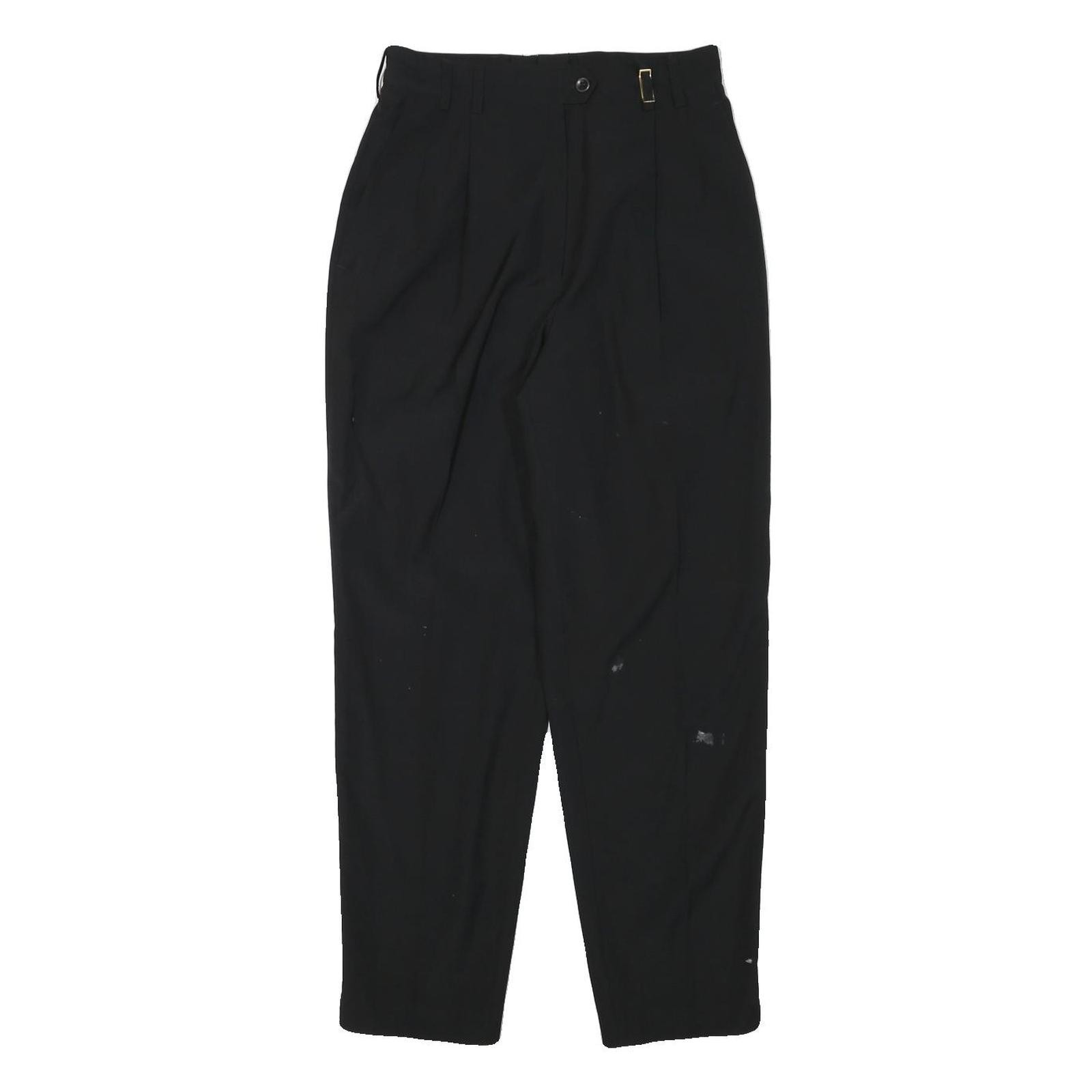 ZERRES Pantalones Mezcla De Lana Negro Relajados Cónicos W26 L28 Clásico