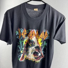 Vintage 80s Def Leppard Shirt Mens Large Screen Stars Hysteria Tour 1987 Band T
