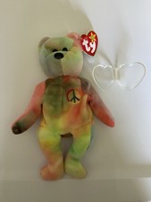 Ty Beanie Baby Peace Bear 1996 Multicolor Tye Dye PVC Collectible with Tag