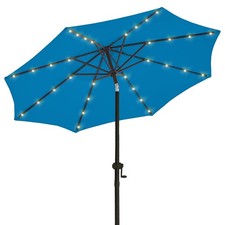 9ft Solar Led Patio Umbrella, Sturdy Outdoor Market Umbrella for Deck, Pool, ...