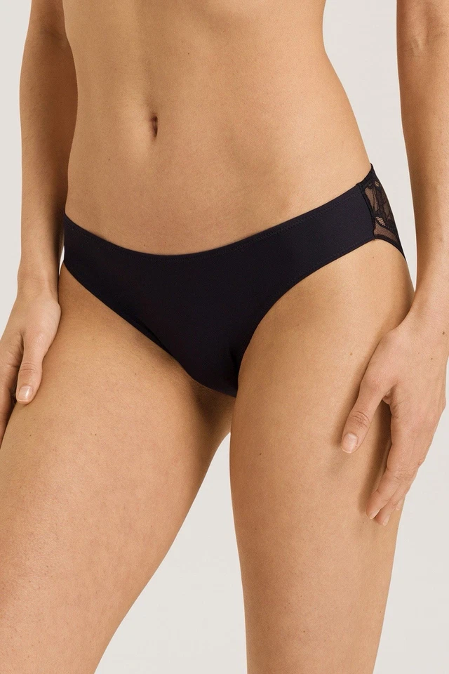 Hanro Women's Selma Mini Briefs Black Floral Lace Back Size XS - US 2/4 NWT - Image 2 of 4