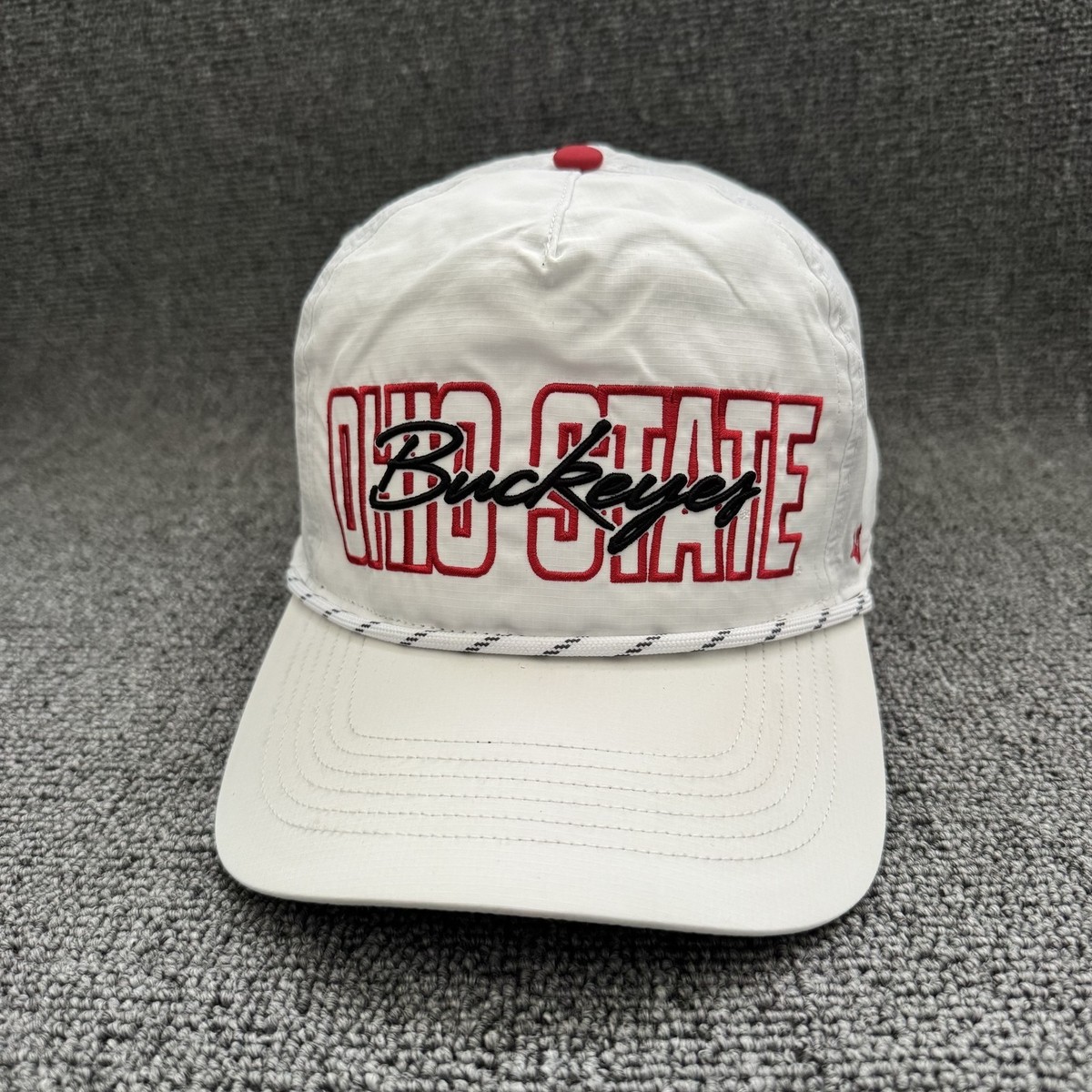 '47 Brand Ohio State Buckeyes Snapback Hat White Curved Brim NCAA Cap