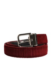 Dolce&Gabbana Men Red Belt Velvet Leather Metal Buckle Casual Strap Sz 90cm 36"