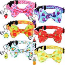 6 Pack Fruit Cat Collar, Summer Cute Breakaway Bow Tie Collars for Girl Small