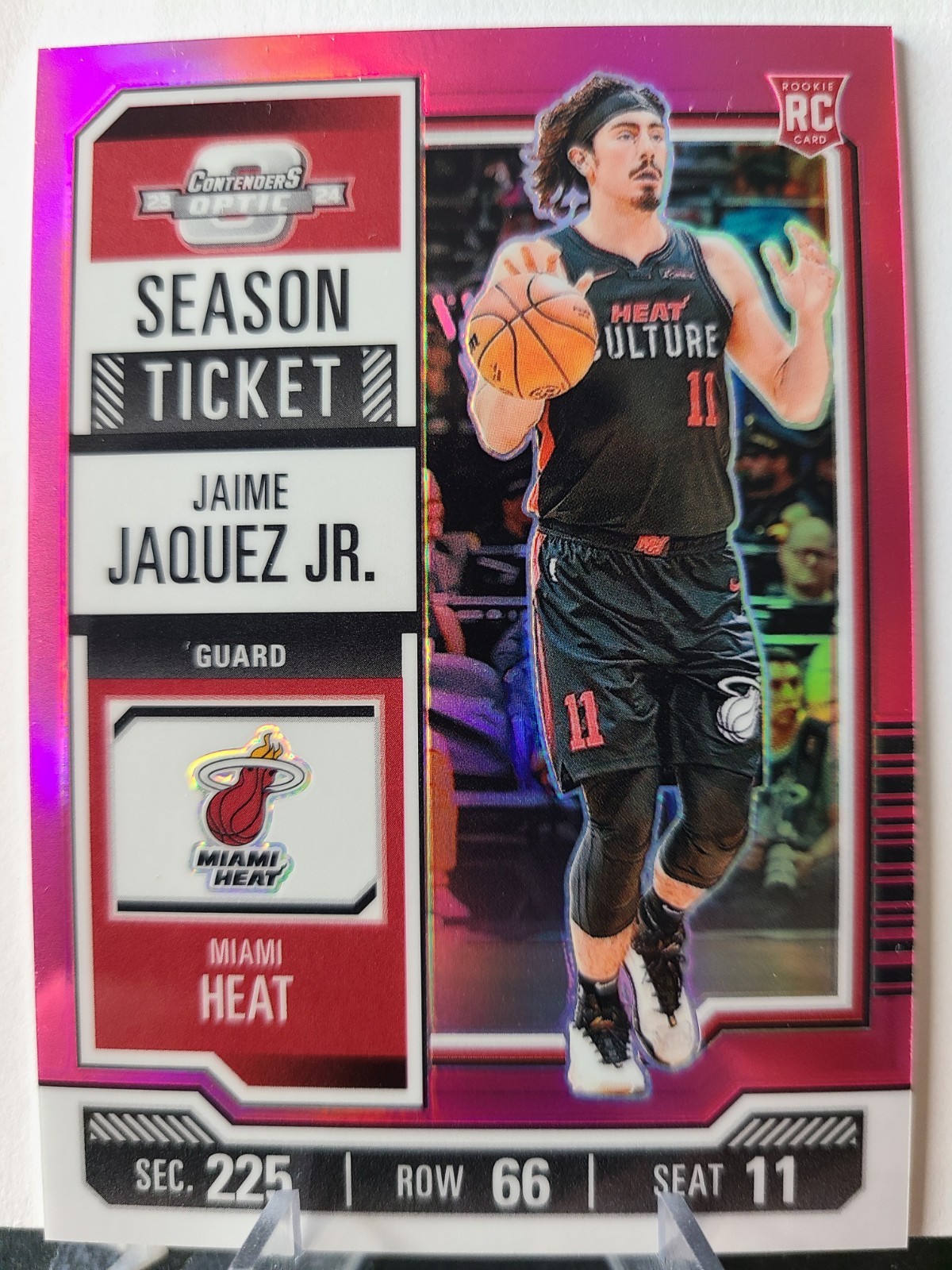 2023-24 PANINI CONTENDERS OPTIC JAIME JAQUEZ JR. ROOKIE SEASON TICKET PINK /75