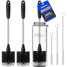 Holikme 5-Piece Bottle Brush Cleaner Set - 14" Stainless Steel Handle, 3 Stra...