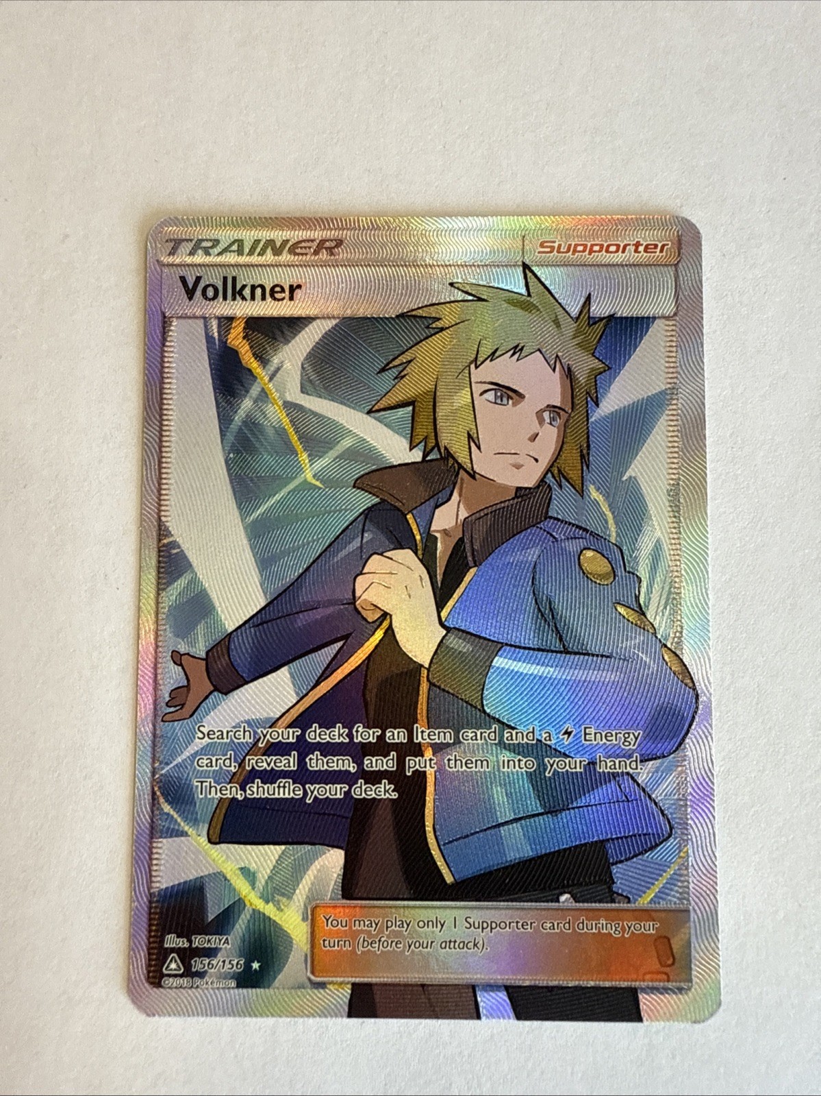 VOLKNER Full Art Ultra Rare 2018 Sun & Moon Ultra Prism Pokemon Card 156/156-NM