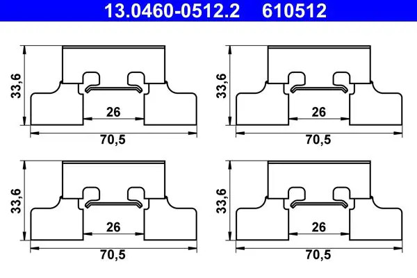 BRAKE PAD FITTING KIT 13.0460-0512.2 ATE for JAGUAR S-TYPE II XJ