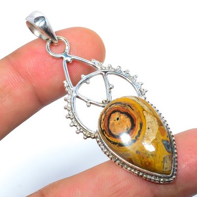 Bird Eye Jasper - Mexico 925 Silver Plated Pendant Jewelry 2.34'' S259