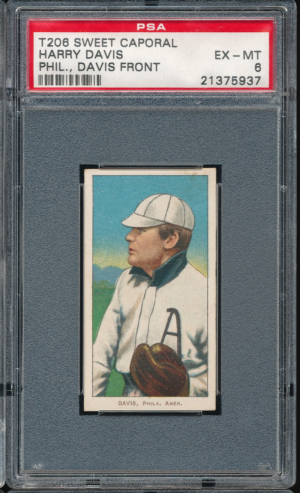 T206 Sweet Caporal 460/25 Harry Davis (Davis front) PSA 6 - A's - centered