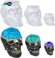 Set of Large  Medium  Small 3D Skull Resin Molds Flexible Clear Silicone