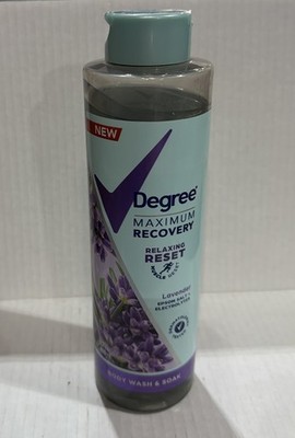 DEGREE Maximum Recovery Relaxing Reset LAVENDER Body Wash Soak 22 Oz Epsom Salt