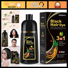 Black Hair Dye Shampoo for Gray Hair - Unisex Color Treatment, Grey Coverage