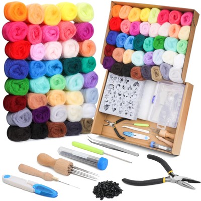 Needle Felting Starter Kit,Wool Roving 40 Colors Set, Wool Felt Tools with In...