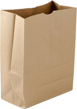 Large Paper Grocery Bags, 12X7X17 Kraft Brown Heavy Duty Barrel 57 Lbs 25 pack