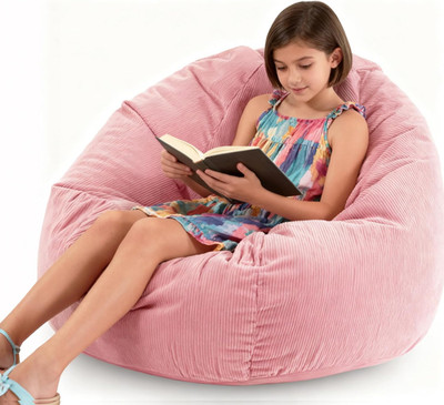3FT Pink Memory Foam Bean Bag Chair for Kids & Teens - Soft Corduroy Sofa