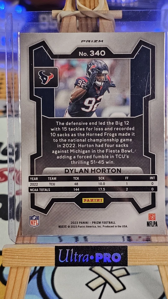 2023 Panini Prizm Dylan Horton Orange Lazer Rookie Houston Texans #340 - Image 2 of 2