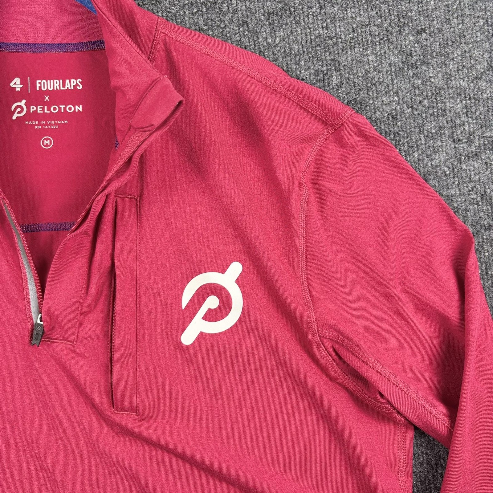 Peloton Fourlaps Pullover Mens Medium Red Quarter… - image 3