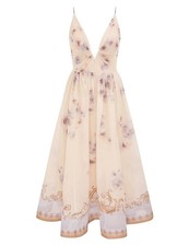 ZIMMERMANN HYPNOTIC V NECK MIDI DRESS IN BLUE FLORAL SIZE 1 NEW